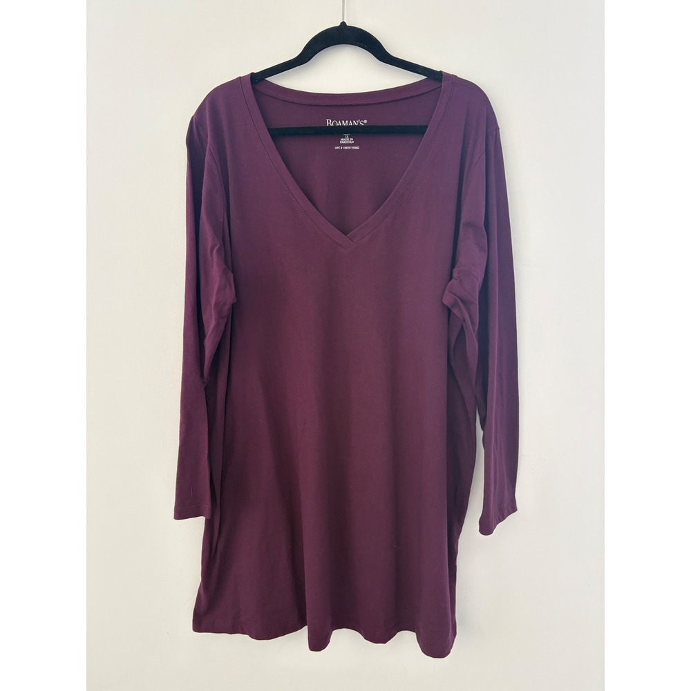 Roamans‎ Purple V-Neck Long Sleeve Tunic Top Plus Size 1X 22/24 37-4111-3